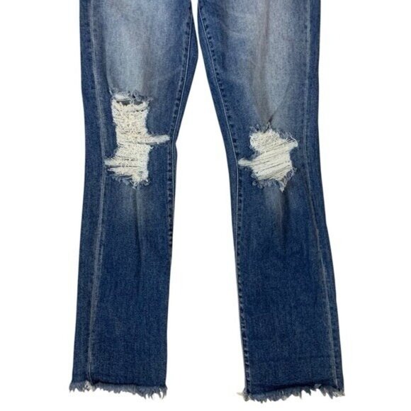 Willow Root Distressed Ripped Mom Jeans High Rise Frayed Hem Denim Blue 28 - Picture 3 of 8